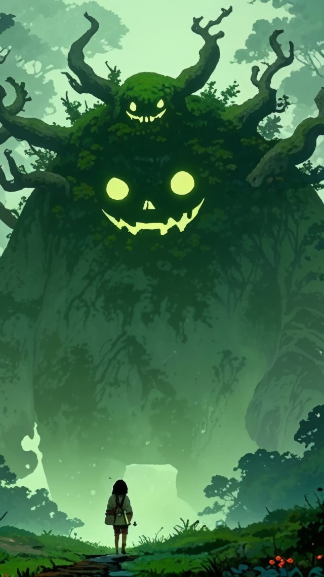 nature spirit wallpaper, mystical forest, dark fantasy, background for mobile wallpaper (vertical)