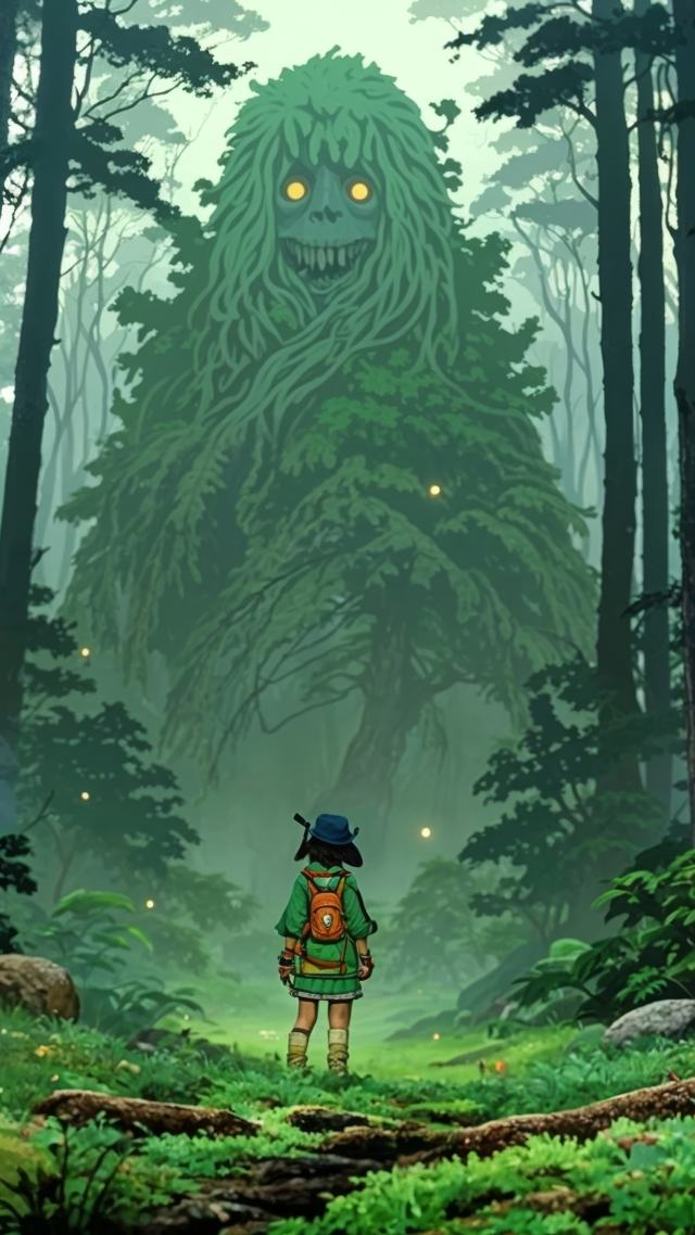 nature spirit wallpaper, enchanted woods, fantasy landscape, background for mobile wallpaper (vertical)