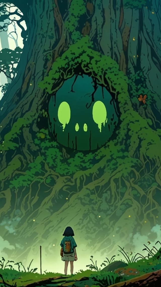 nature spirit wallpaper, enchanted woods, mystical creatures, background for mobile wallpaper (vertical)