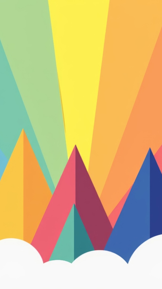 colorful shapes wallpaper, rainbow hues, modern graphics, background for mobile wallpaper (vertical)