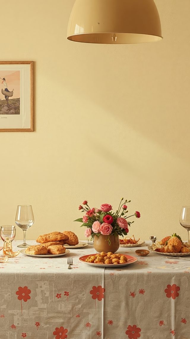 friendsgiving wallpaper, holiday party ideas, potluck recipes, background for mobile wallpaper (vertical)