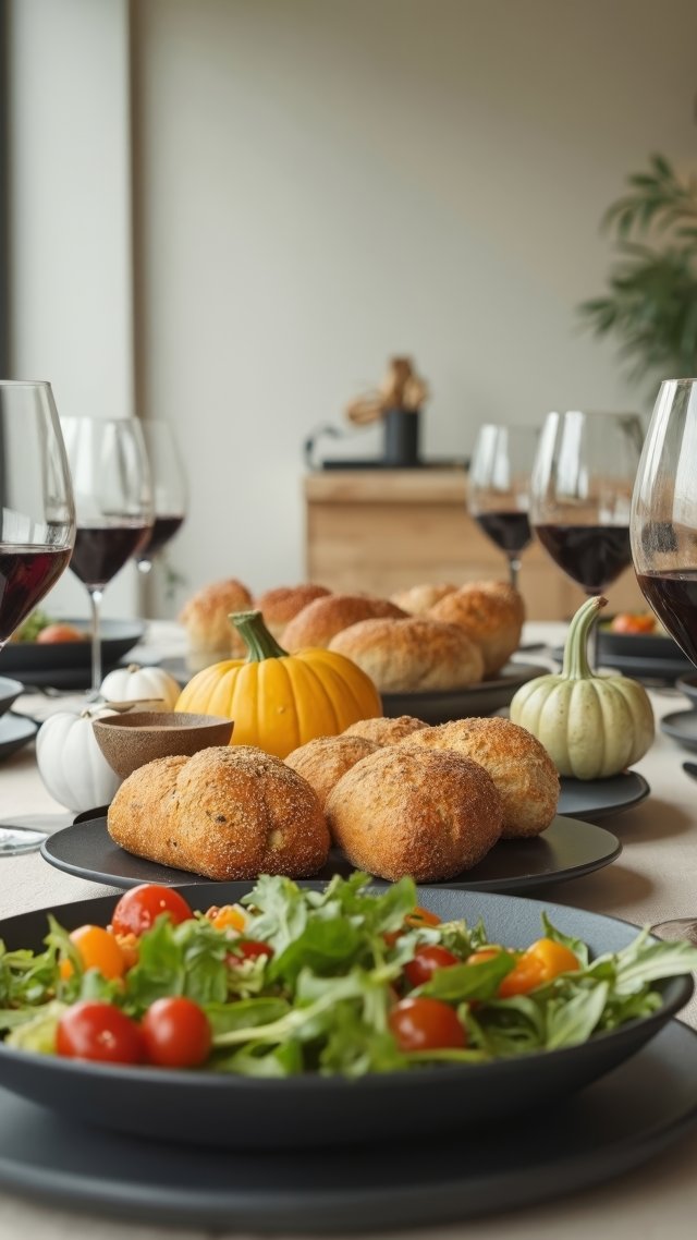 friendsgiving wallpaper, fall celebration ideas, autumn table settings, background for mobile wallpaper (vertical)