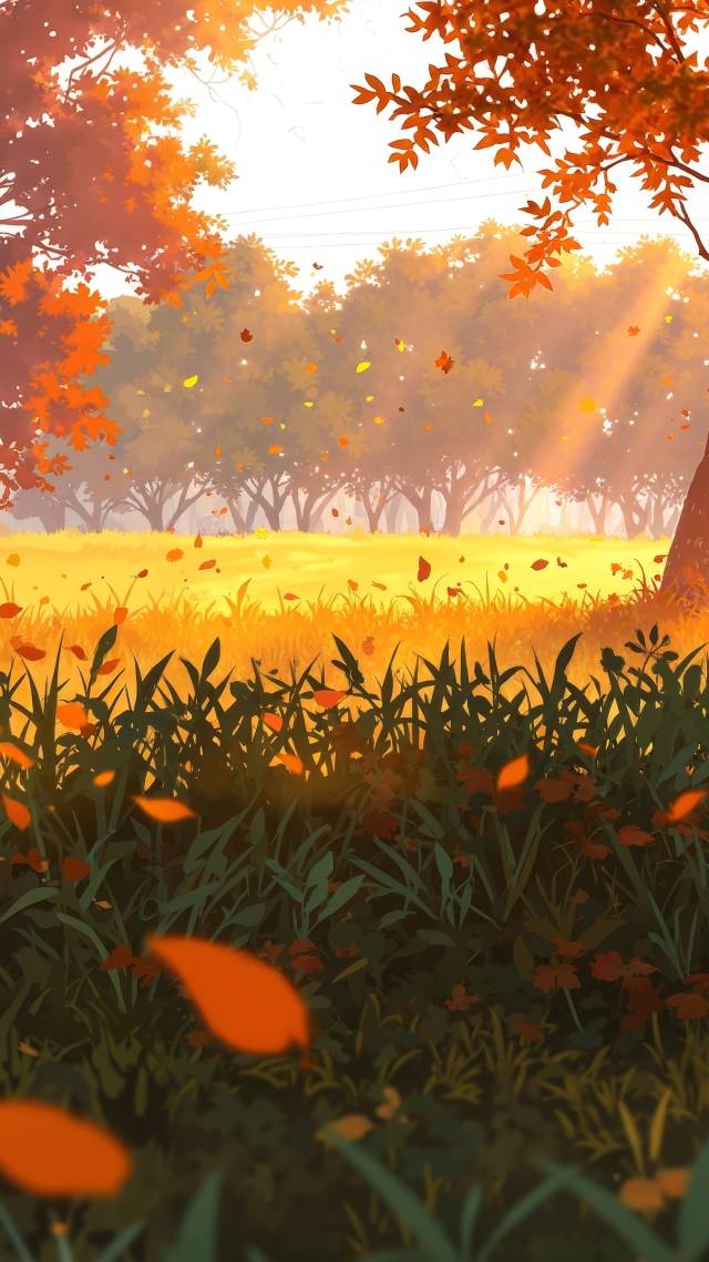 cozy fall wallpaper wallpaper, pumpkin patch, peaceful meadow, background for mobile wallpaper (vertical)
