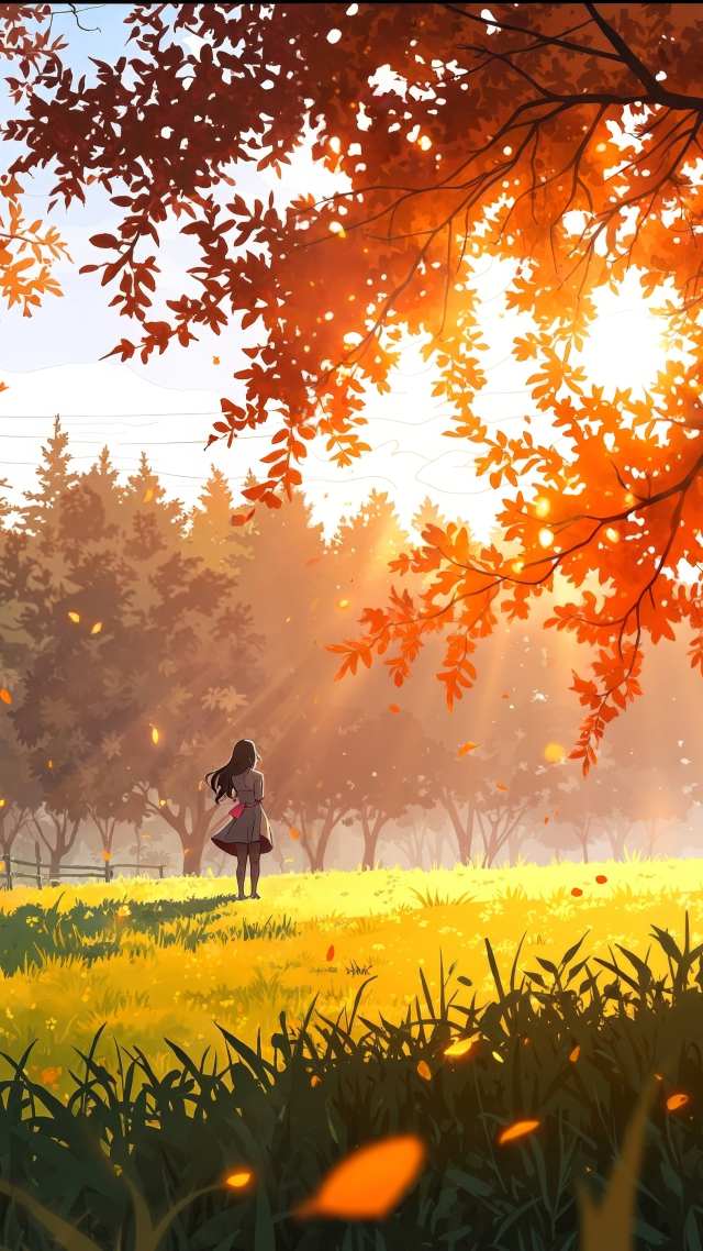 golden meadow wallpaper, tranquil landscape, golden hour light, background for mobile wallpaper (vertical)