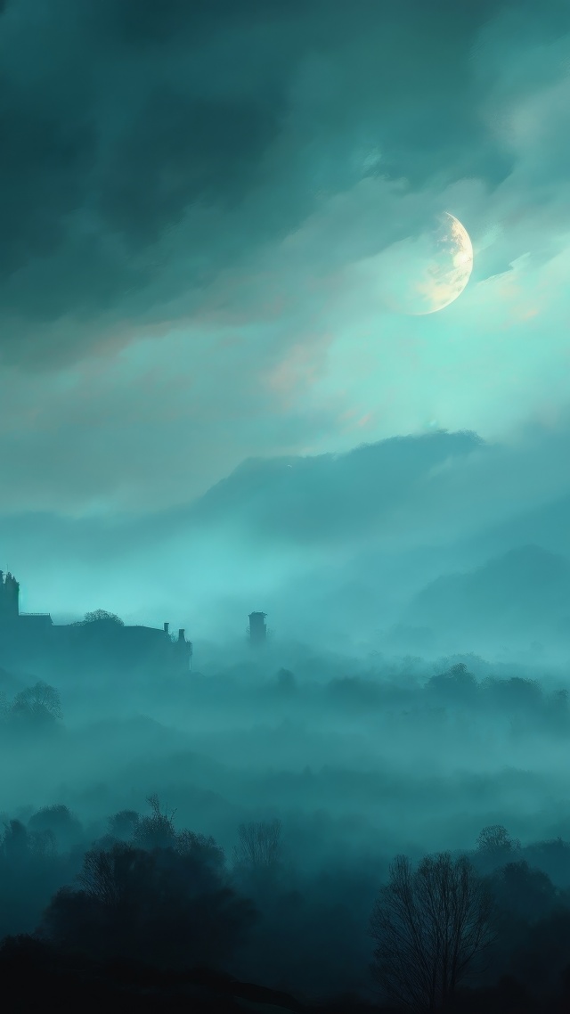 halloween night wallpaper, night colors, gothic style, background for mobile wallpaper (vertical)