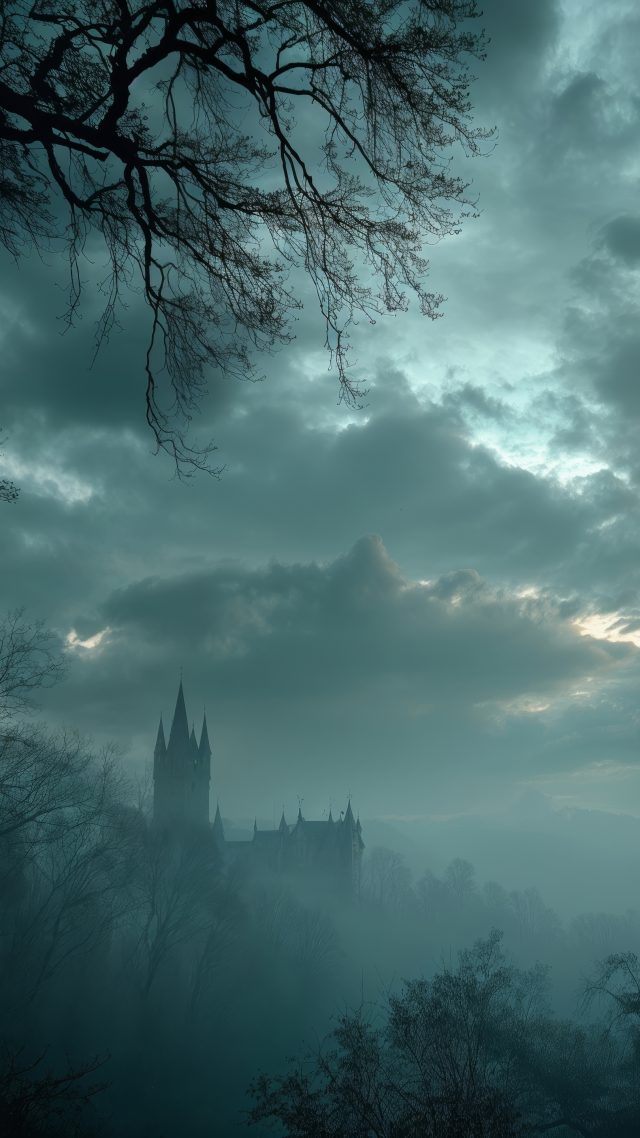 gothic wallpaper, dark clouds, supernatural, background for mobile wallpaper (vertical)