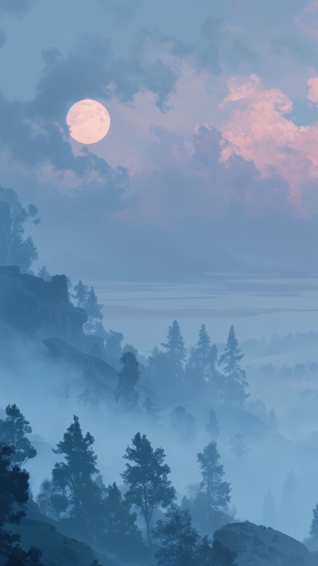 gothic wallpaper, dark clouds, moonlit night, background for mobile wallpaper (vertical)