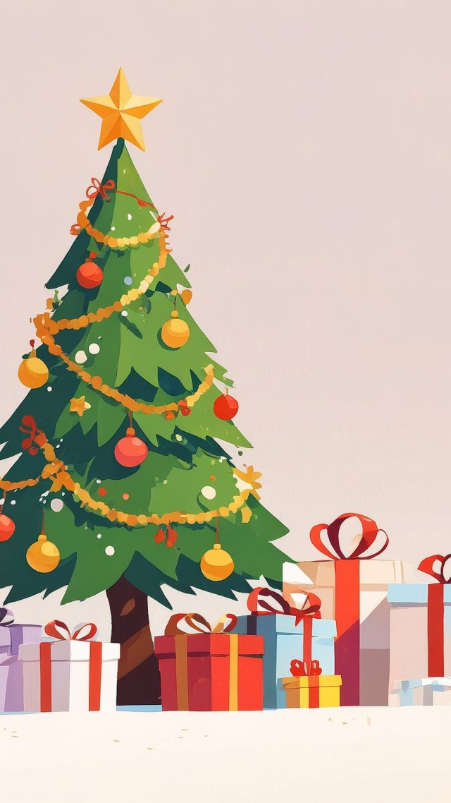 christmas tree ornaments wallpaper, merry and bright, gift packaging, background for mobile wallpaper (vertical)