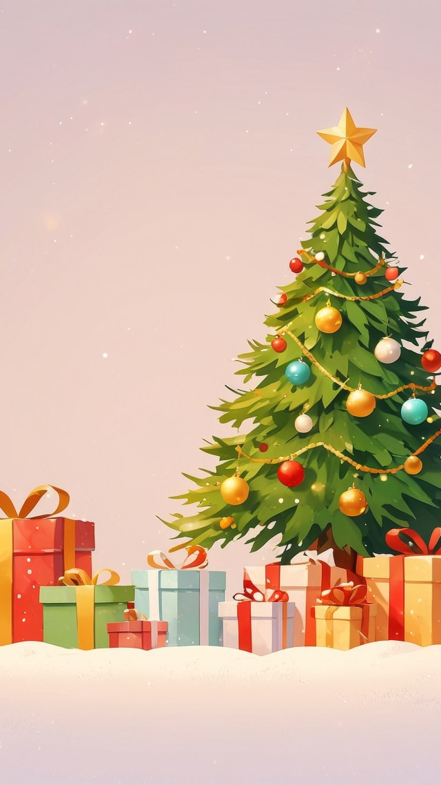 holiday gift wallpaper, decorative ribbons, christmas decorations, background for mobile wallpaper (vertical)