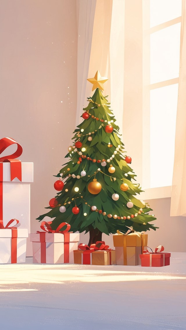 christmas gift wallpaper, xmas treats, gift wrapping, background for mobile wallpaper (vertical)