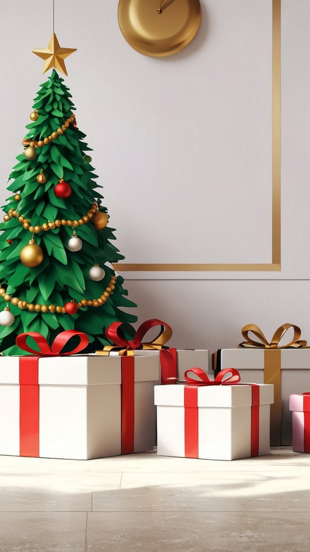 christmas gift wallpaper, gift ideas, last-minute gifts, background for mobile wallpaper (vertical)