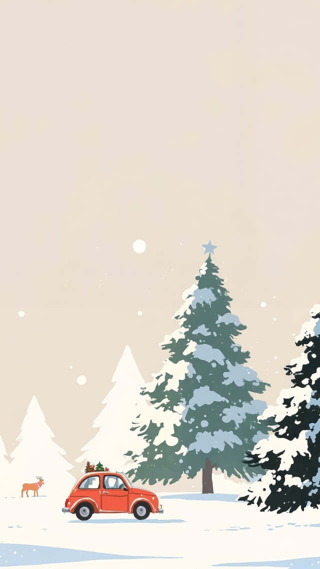 seasonal cheer wallpaper, pine tree forest, cozy fireplace, background for mobile wallpaper (vertical)