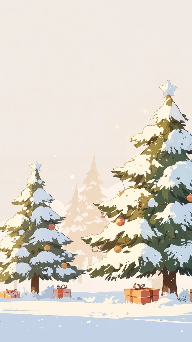 evergreen forest wallpaper, snowy forest, evergreen trees, background for mobile wallpaper (vertical)