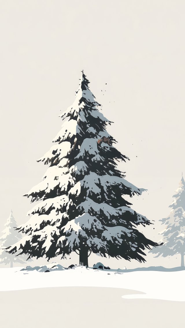 pine forest wallpaper, pine trees, festive decor, background for mobile wallpaper (vertical)