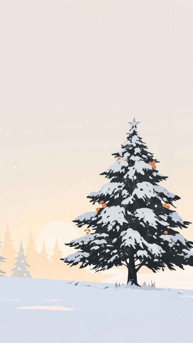 pine forest wallpaper, snow-covered forest, snowy trees, background for mobile wallpaper (vertical)