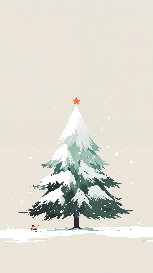 frosty forest wallpaper, snowy forest, rustic cabin, background for mobile wallpaper (vertical)