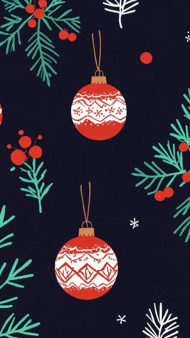 winter scenes wallpaper, pine cone decor, christmas ornaments, background for mobile wallpaper (vertical)