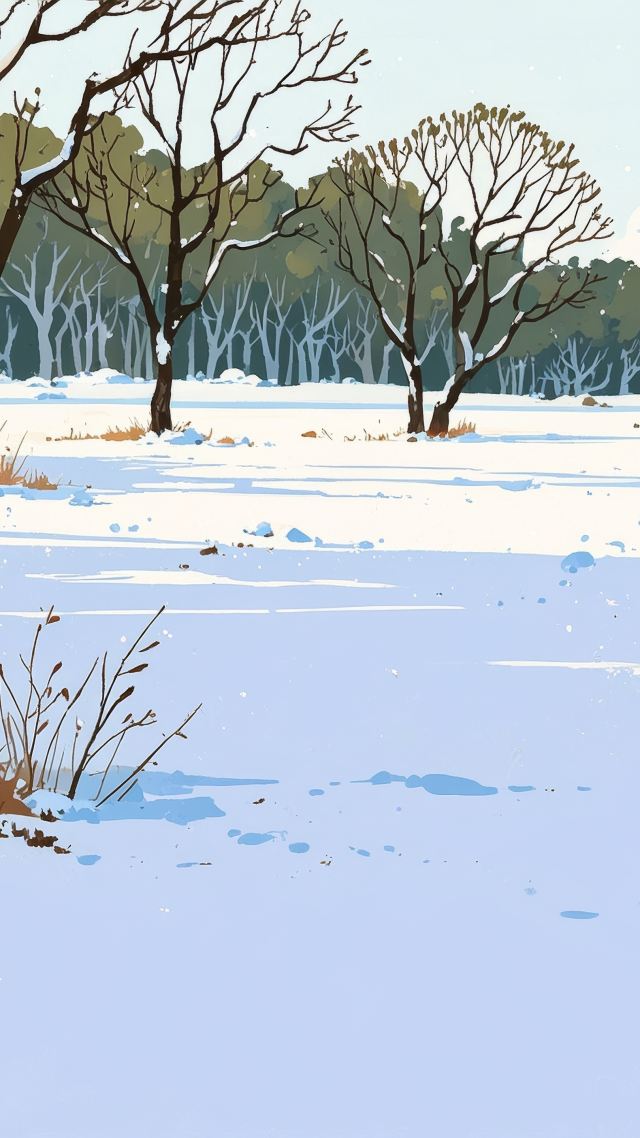 snowy forest wallpaper, frozen lakes, winter retreat, background for mobile wallpaper (vertical)