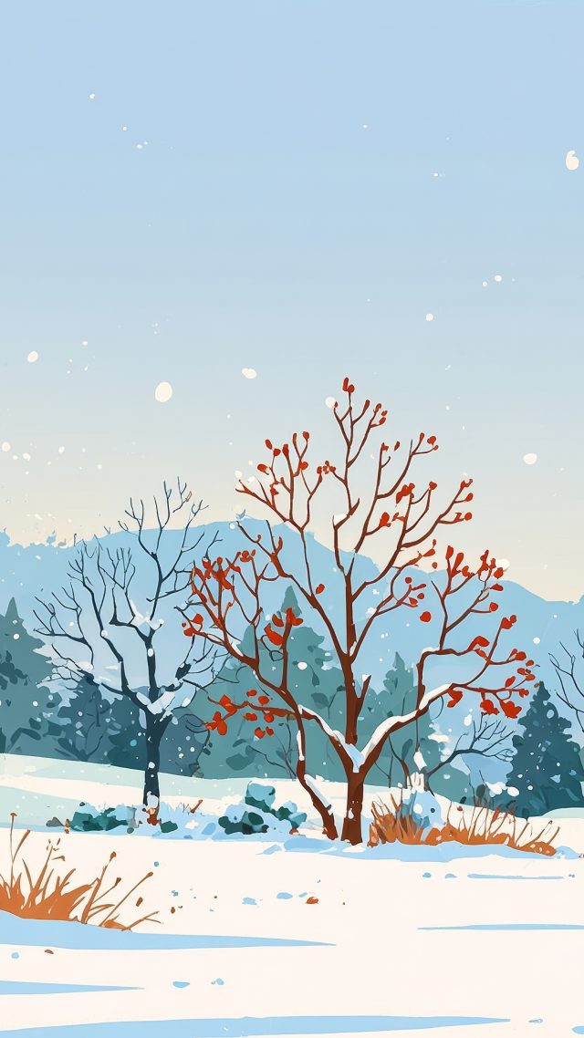 winter bliss wallpaper, winter aesthetic, tranquil landscapes, background for mobile wallpaper (vertical)