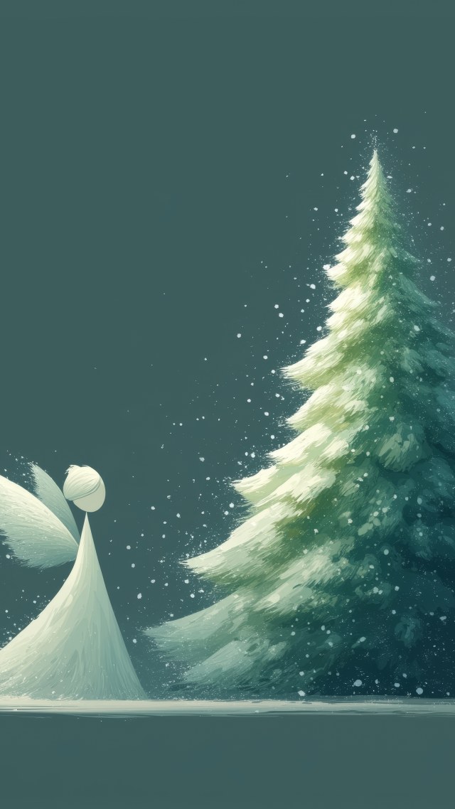 decor wallpaper, christmas angel, winter decorations, background for mobile wallpaper (vertical)