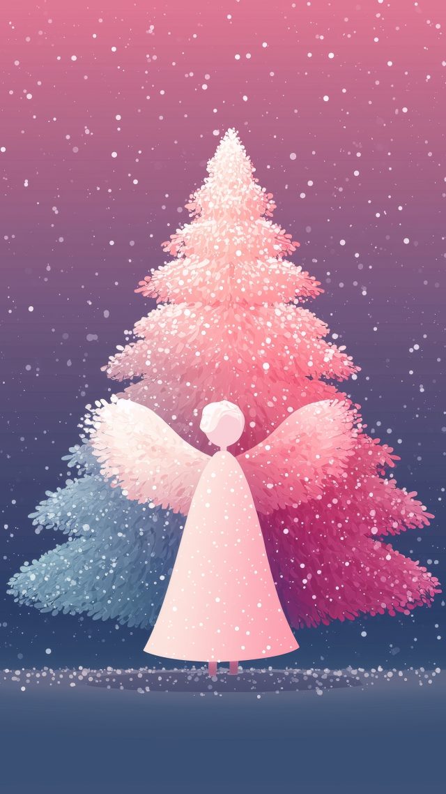 angel wallpaper, christmas tree decor, winter wonderland decor, background for mobile wallpaper (vertical)