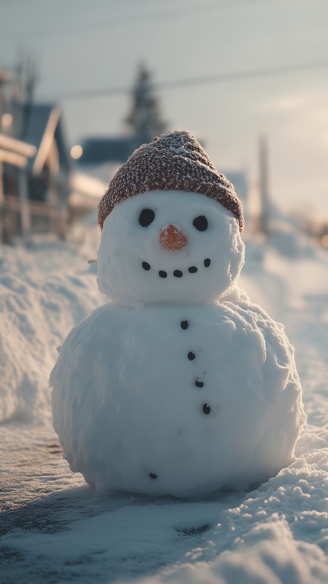 snow man wallpaper, outdoor play, ice skating, background for mobile wallpaper (vertical)