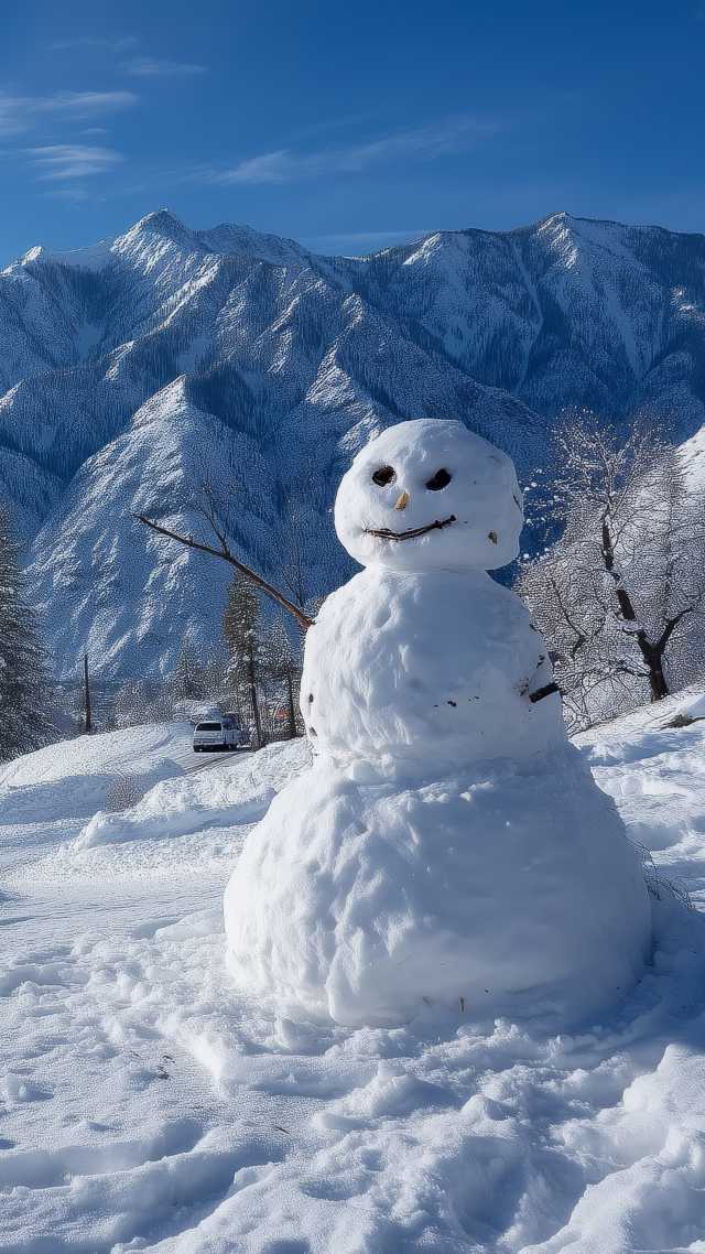 snow sculpture wallpaper, snowy mountain, outdoor sculpture, background for mobile wallpaper (vertical)