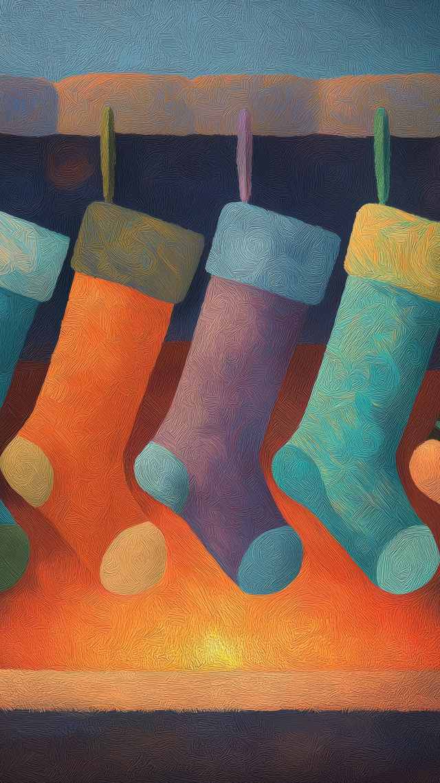 christmas stocking wallpaper, christmas traditions, cozy home, background for mobile wallpaper (vertical)