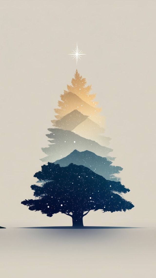 holiday tree wallpaper, modern christmas tree, seasonal home decor, background for mobile wallpaper (vertical)
