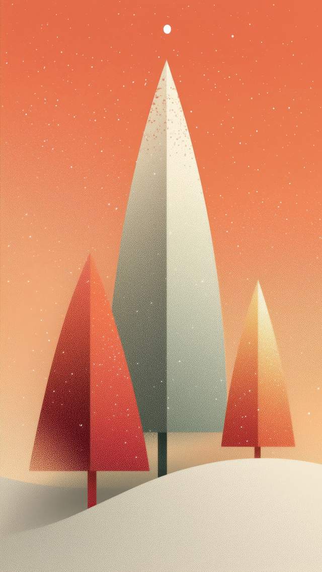 winter tree wallpaper, tranquil landscape, seasonal decoration, background for mobile wallpaper (vertical)