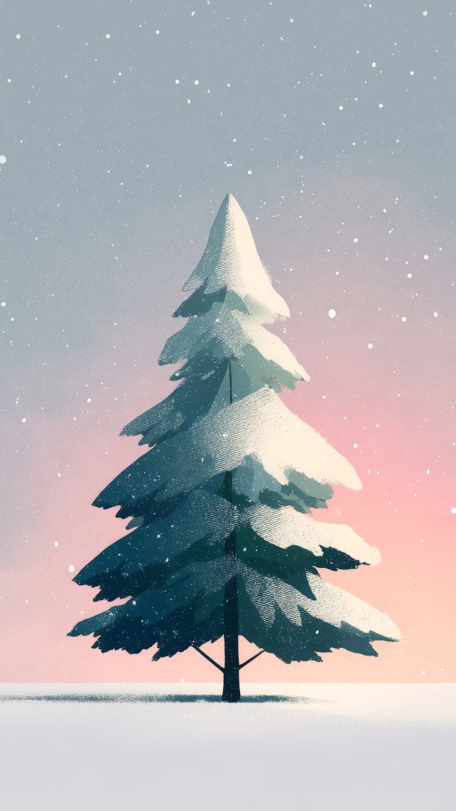 winter tree wallpaper, nature background, serene forest, background for mobile wallpaper (vertical)
