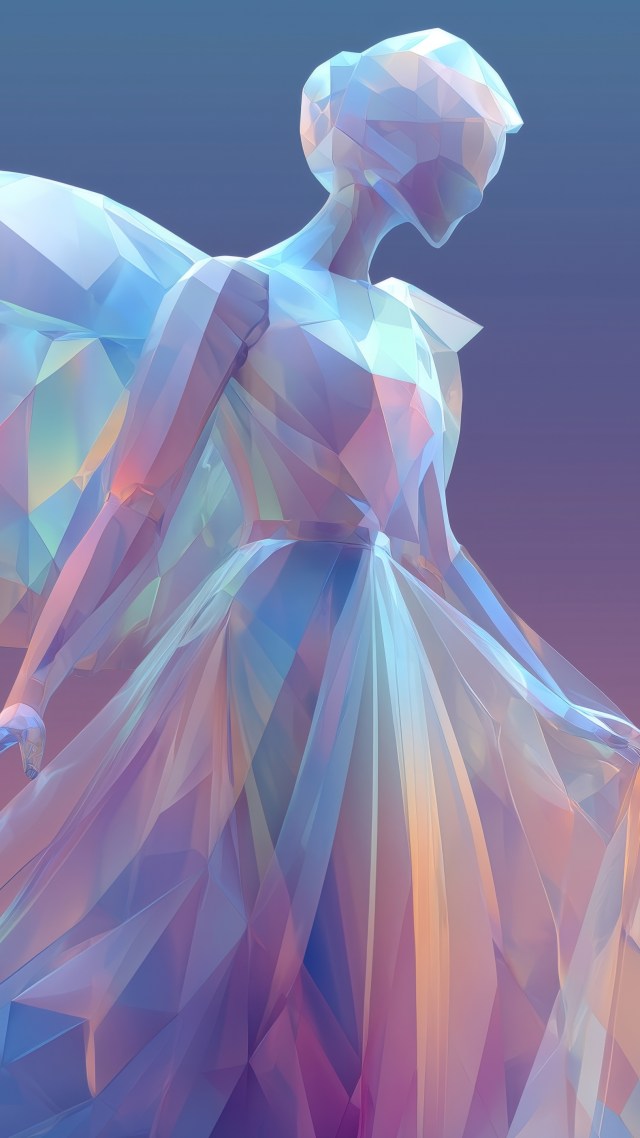 winter art wallpaper, crystal figurine, crystal art, background for mobile wallpaper (vertical)