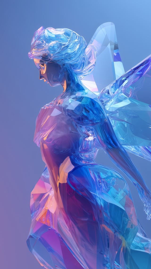 crystal art wallpaper, ice sculpture, snow crystal, background for mobile wallpaper (vertical)