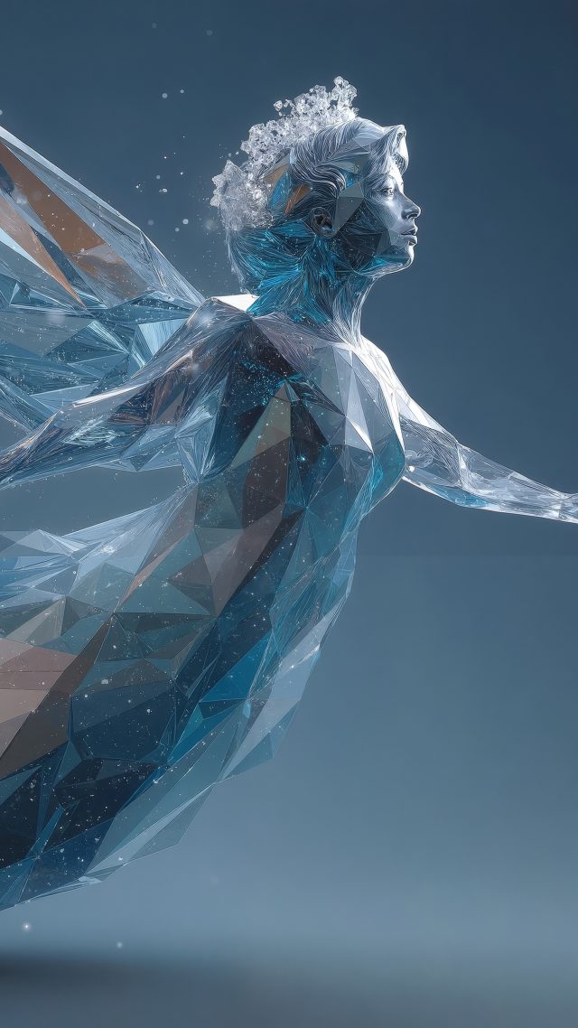 icy blue wallpaper, magical winter, chill aesthetics, background for mobile wallpaper (vertical)