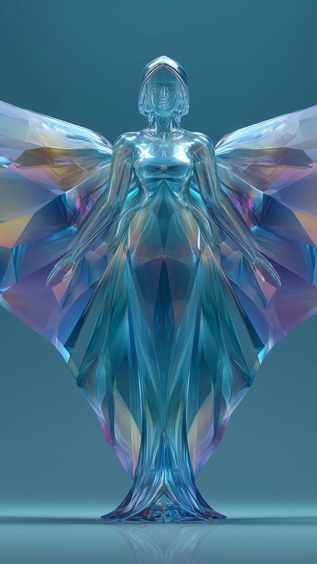 sculpture wallpaper, ice crystals, magical ice, background for mobile wallpaper (vertical)