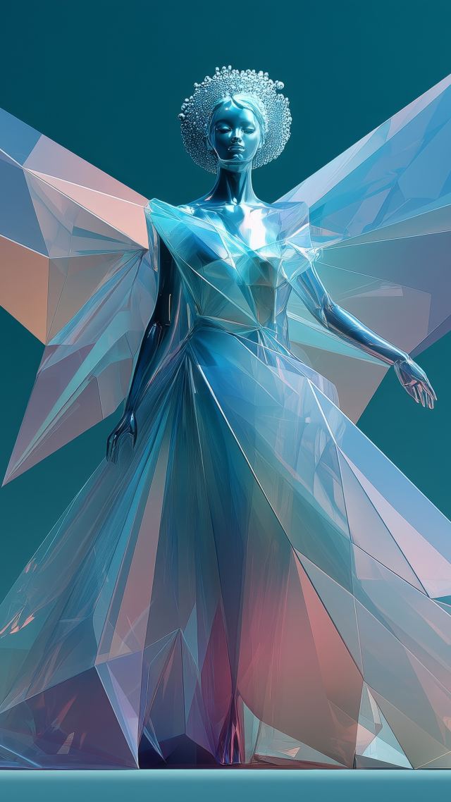 crystal art wallpaper, winter fantasy, fairy tale, background for mobile wallpaper (vertical)