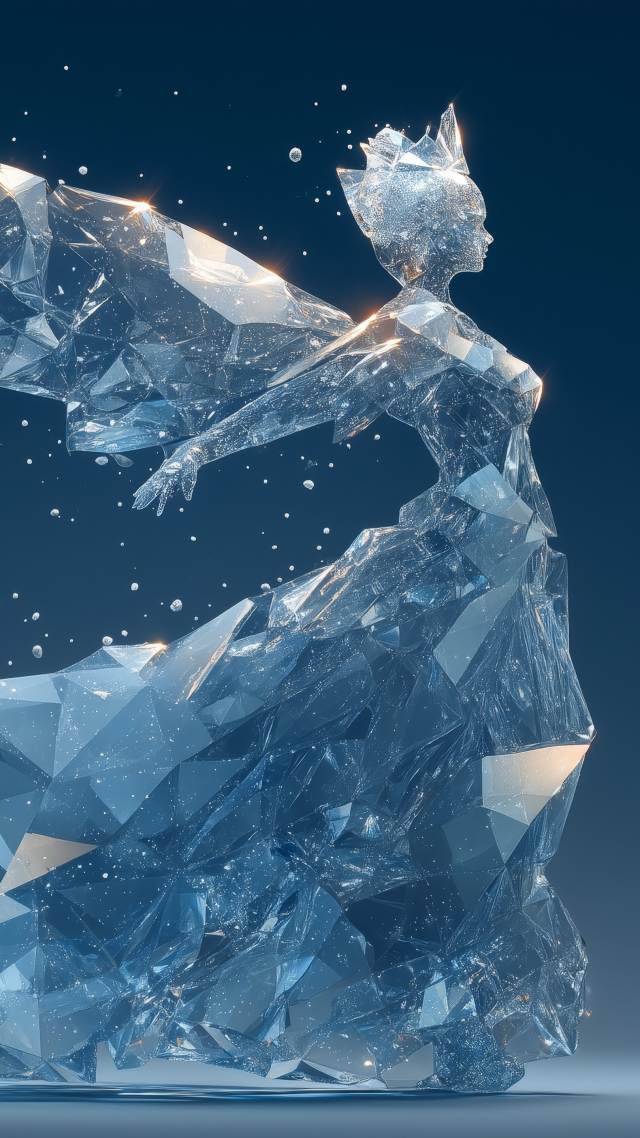crystal sculpture wallpaper, winter fantasy, crystalline design, background for mobile wallpaper (vertical)