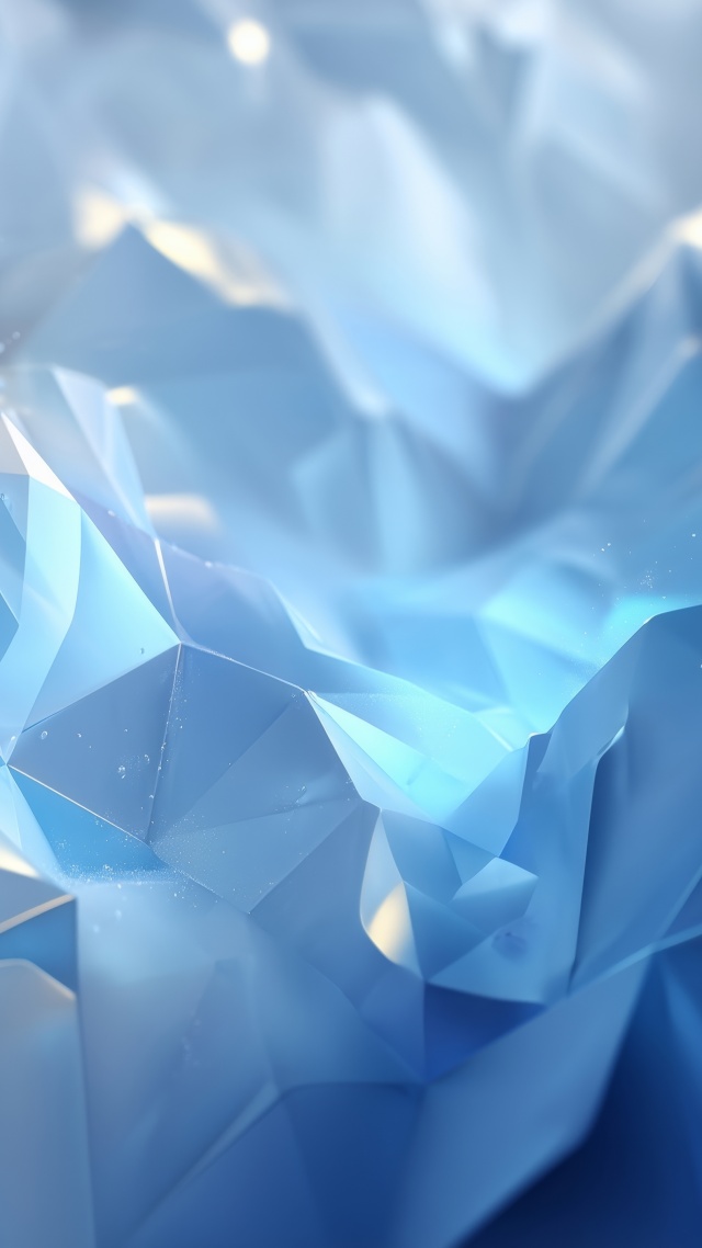 winter patterns wallpaper, cold color palette, crystalline shapes, background for mobile wallpaper (vertical)