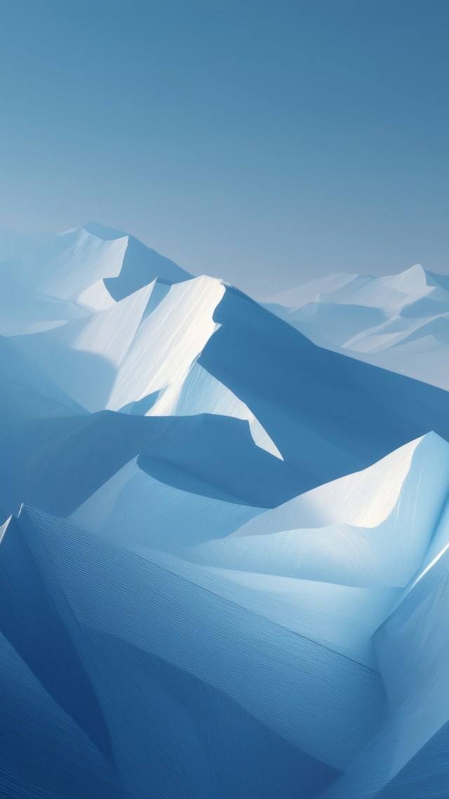 winter geometry wallpaper, icy textures, cool tone aesthetics, background for mobile wallpaper (vertical)