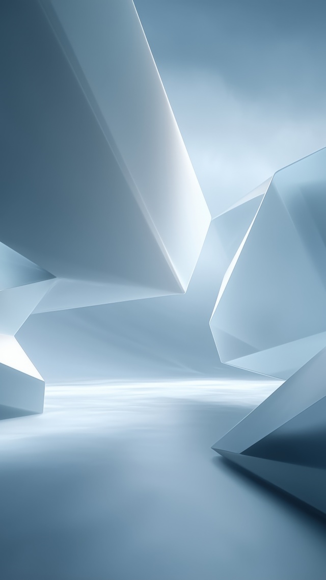 icy geometry wallpaper, minimal ice, crystalline structures, background for mobile wallpaper (vertical)