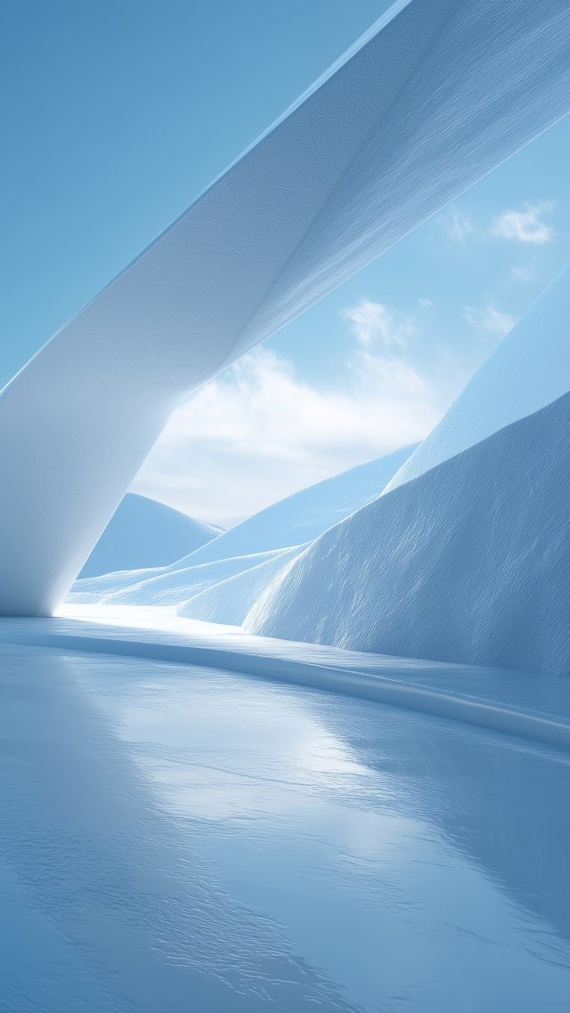 winter geometry wallpaper, icy patterns, sleek wallpaper, background for mobile wallpaper (vertical)