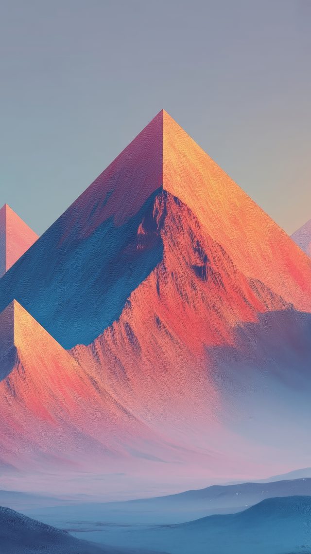 alpine abstract wallpaper, minimalistic landscapes, tranquil snowy scenery, background for mobile wallpaper (vertical)