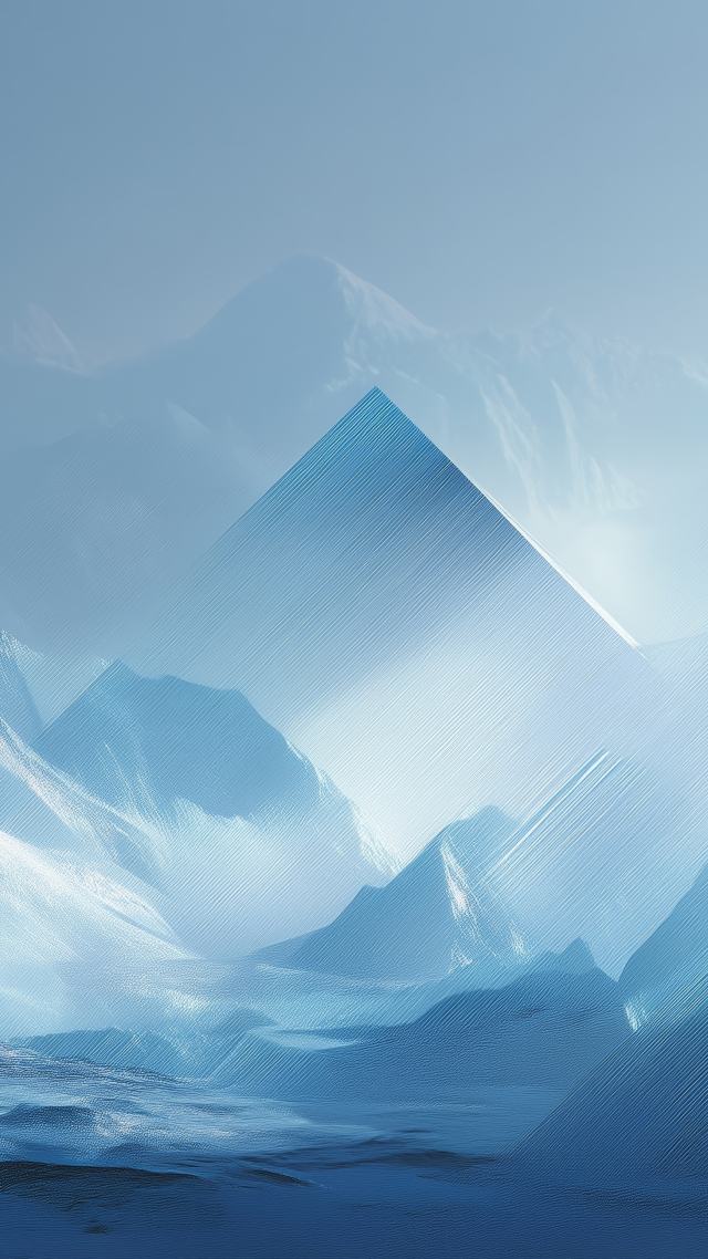 minimalist nature wallpaper, peaceful alpine views, crisp white scenery, background for mobile wallpaper (vertical)