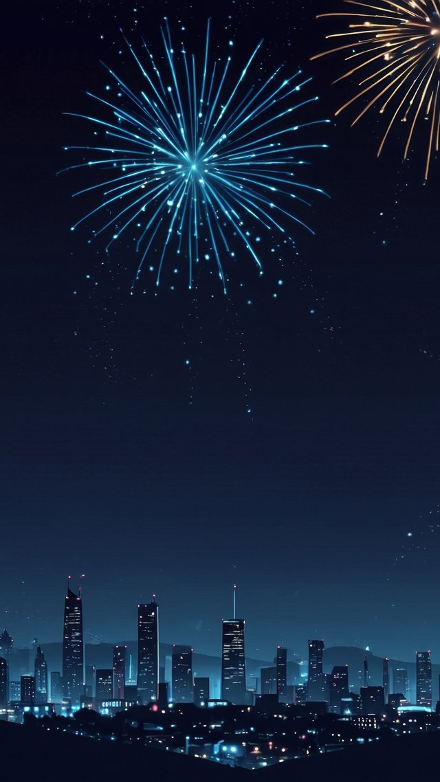 new years eve wallpaper, midnight countdown, fireworks display, background for mobile wallpaper (vertical)