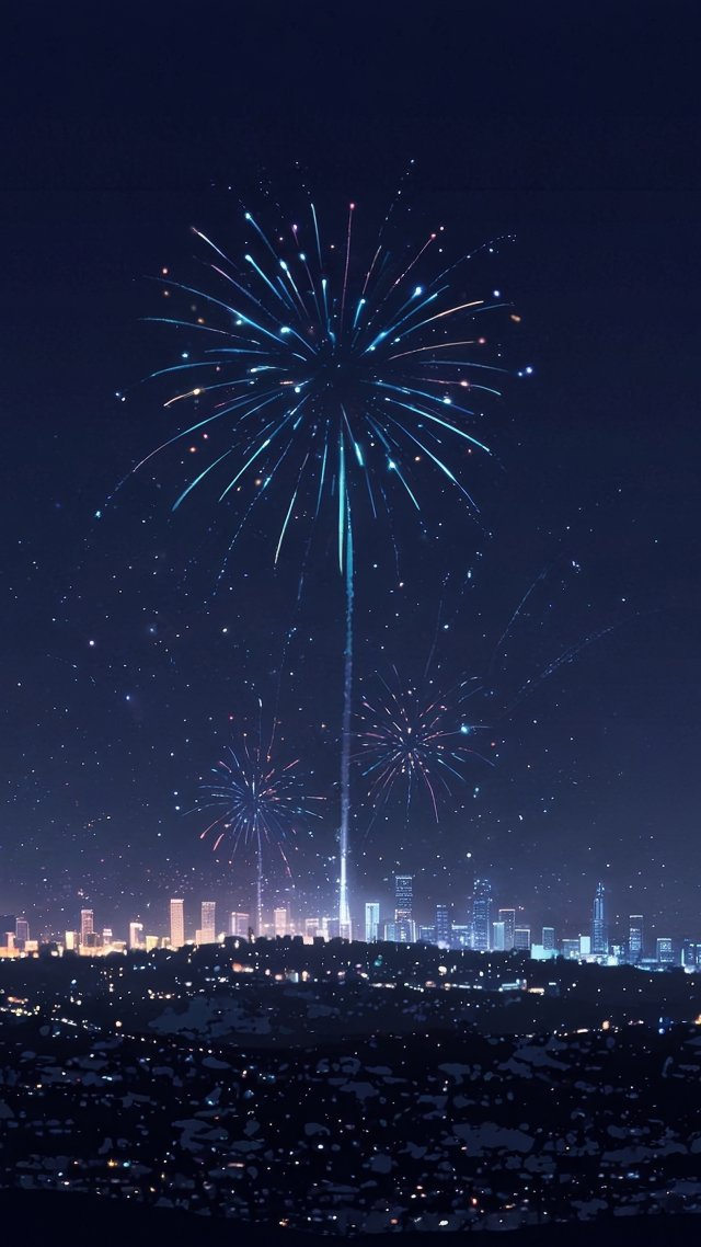 skyline wallpaper, new year celebration, party vibes, background for mobile wallpaper (vertical)