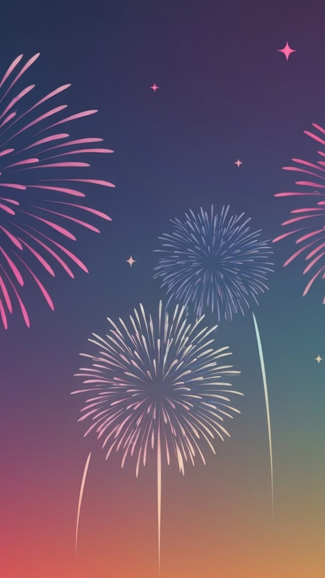 fireworks wallpaper, countdown, celebration lights, background for mobile wallpaper (vertical)