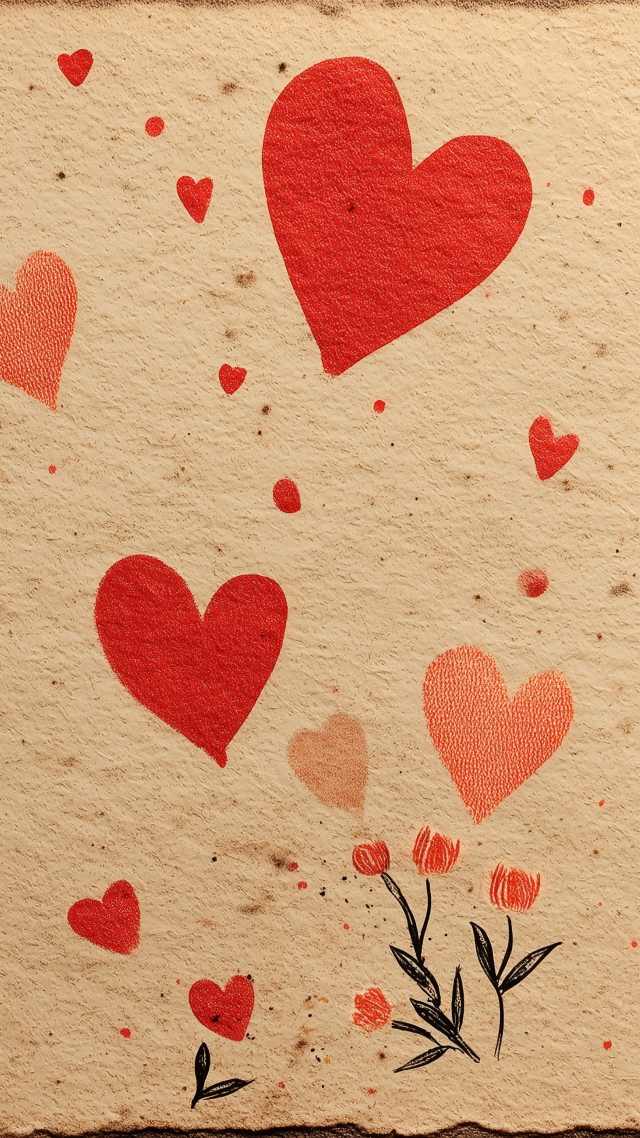 romantic decor wallpaper, sweet sentiments, valentines day, background for mobile wallpaper (vertical)