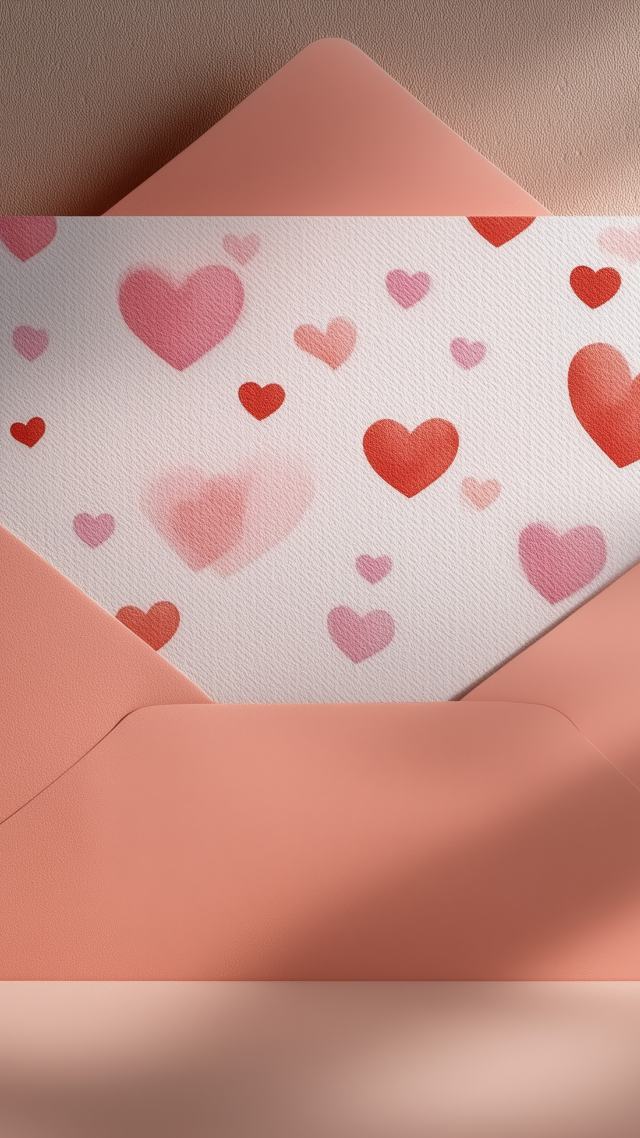 romantic gift wallpaper, love note, sweet surprise, background for mobile wallpaper (vertical)