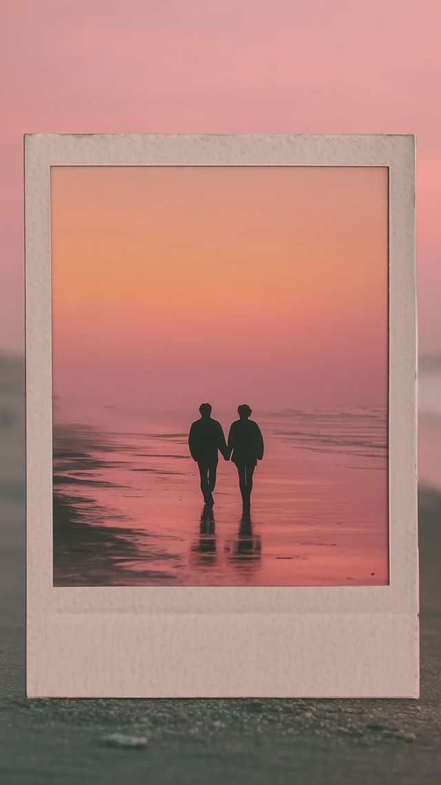 intimate portraits wallpaper, soft focus, instant film, background for mobile wallpaper (vertical)