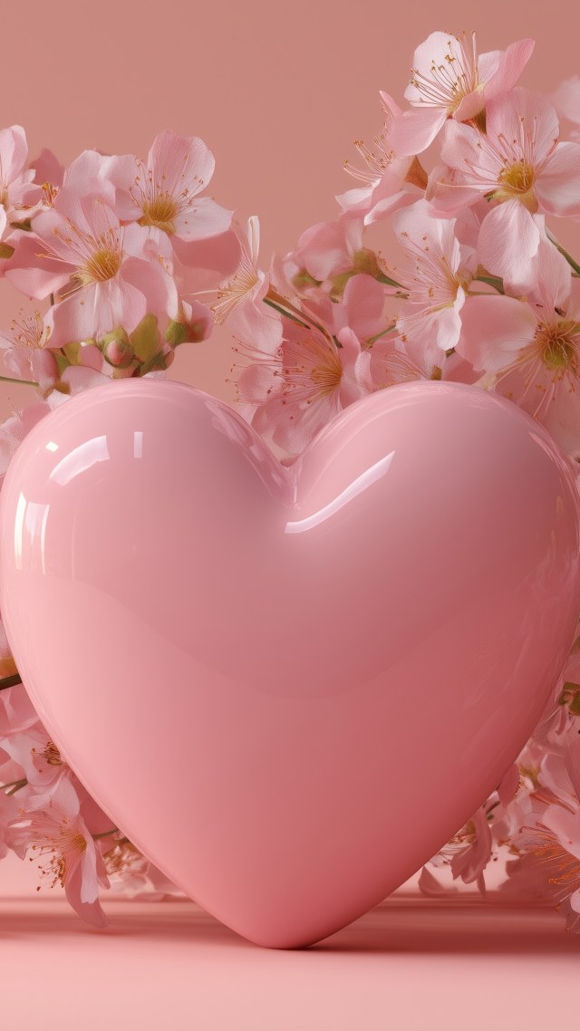 romantic flowers wallpaper, heart gifts, valentine gift, background for mobile wallpaper (vertical)